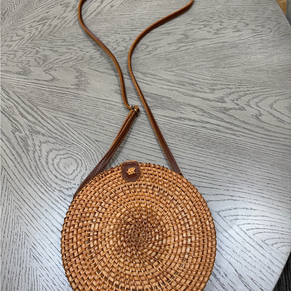 Brown Woven Crossbody Bag